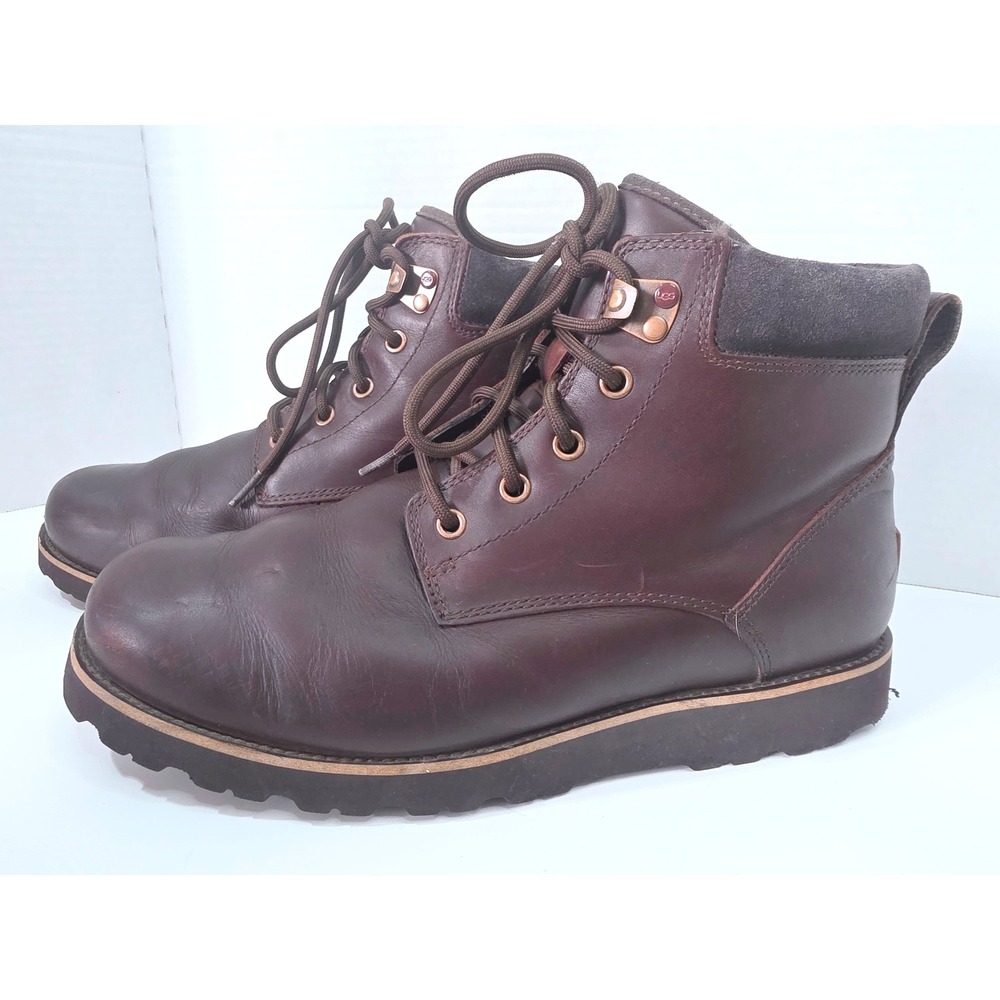 UGG Mens Seton TL Waterproof Leather Boots‎ Cordovan Brown Lace Up SZ 10 CALLOUT